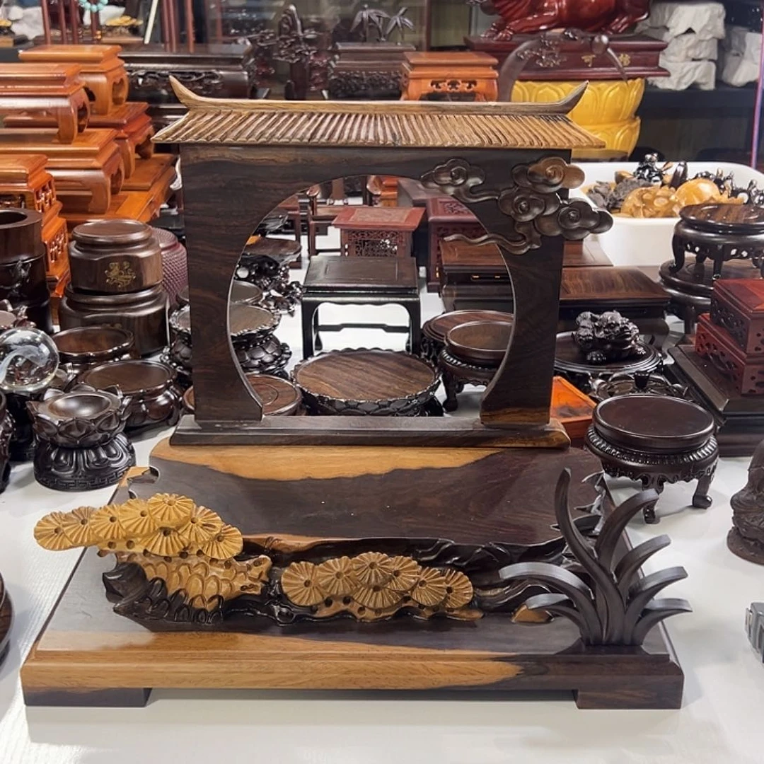 红木底座精雕工艺品