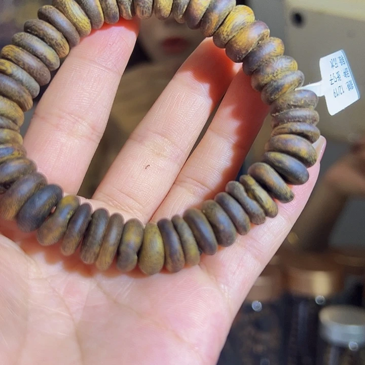沉香手串沉水老料树丁虫漏单圈张勺子19