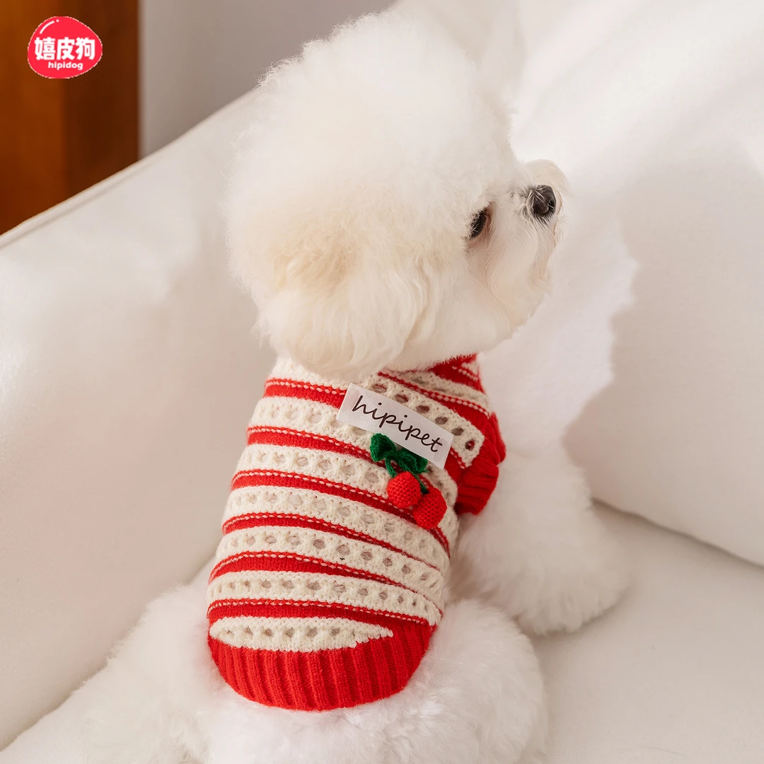 [达人]宠物狗狗衣服镂空针织毛衣泰迪中小型犬宠物春秋装毛衣0657