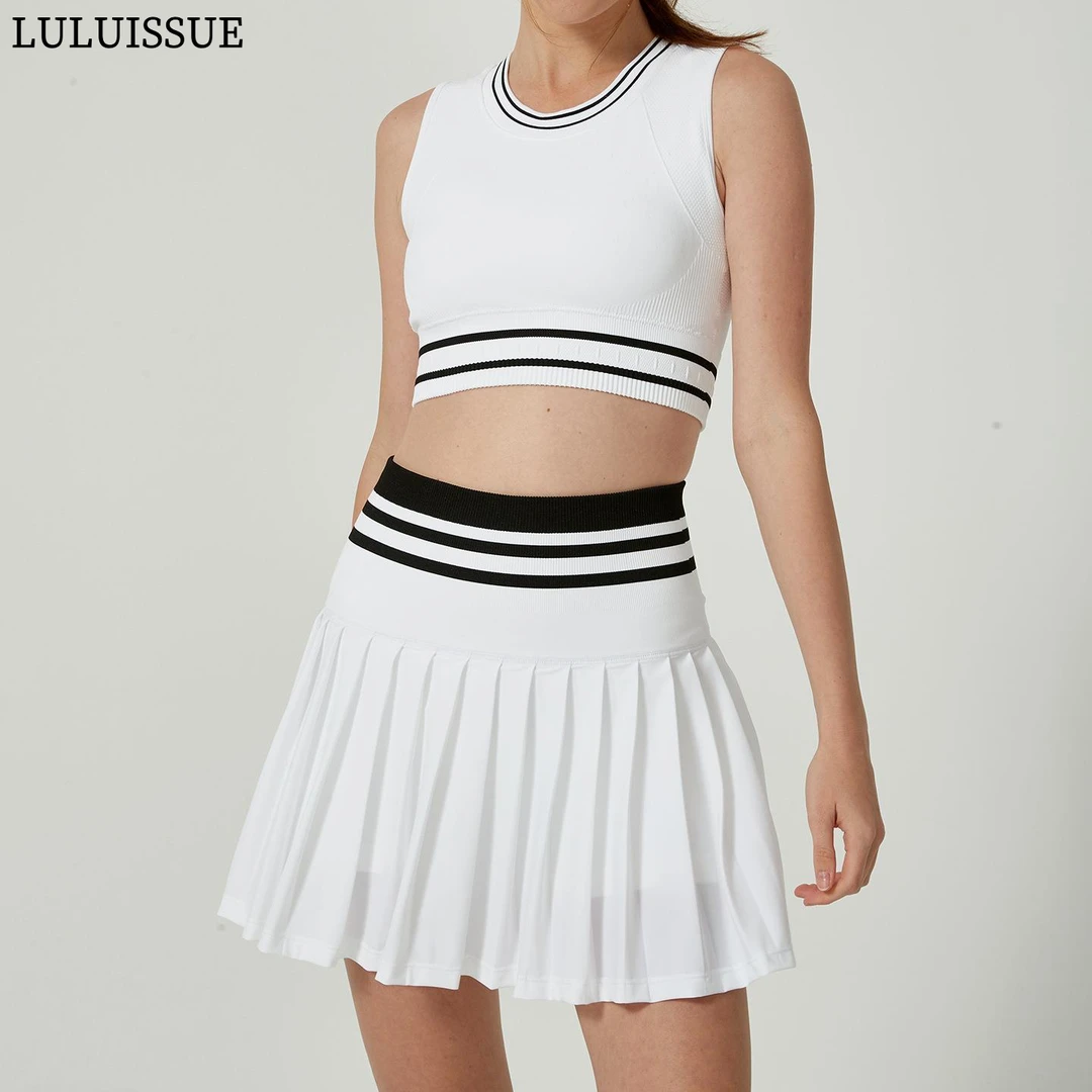 LULUISSUE云感透气运动背心女夏季健身网球裙套装防走光两件套高