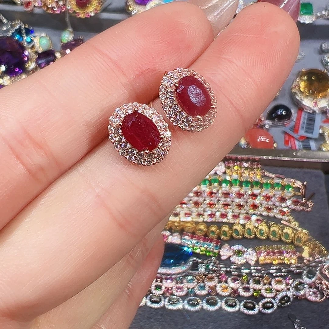 银S925镶嵌红宝石珠宝奇石