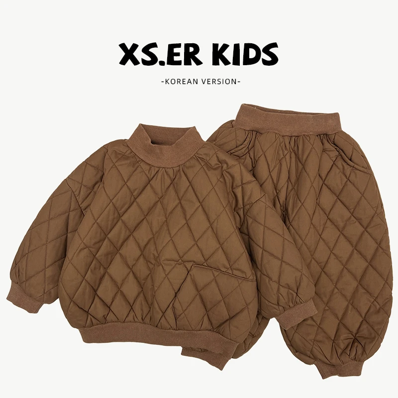 【小首尔】冬季男童韩版夹棉两件套套装HBB4833