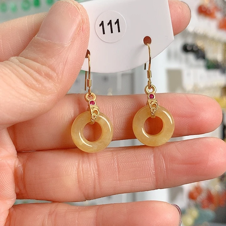 翡翠耳饰银S925镶嵌翡翠