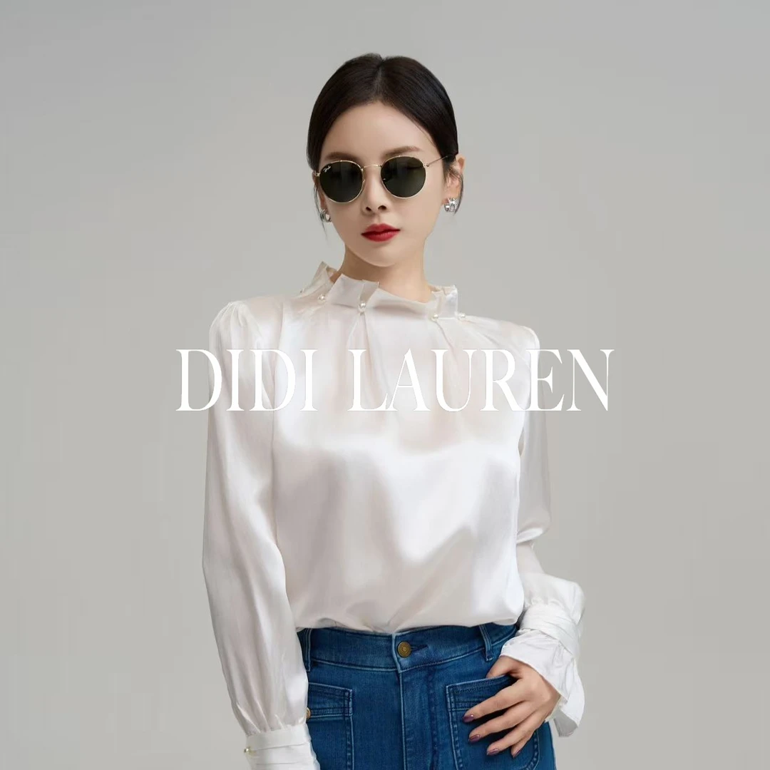 DIDI LAUREN“鎏光”轻奢高级感珠光白色衬衫