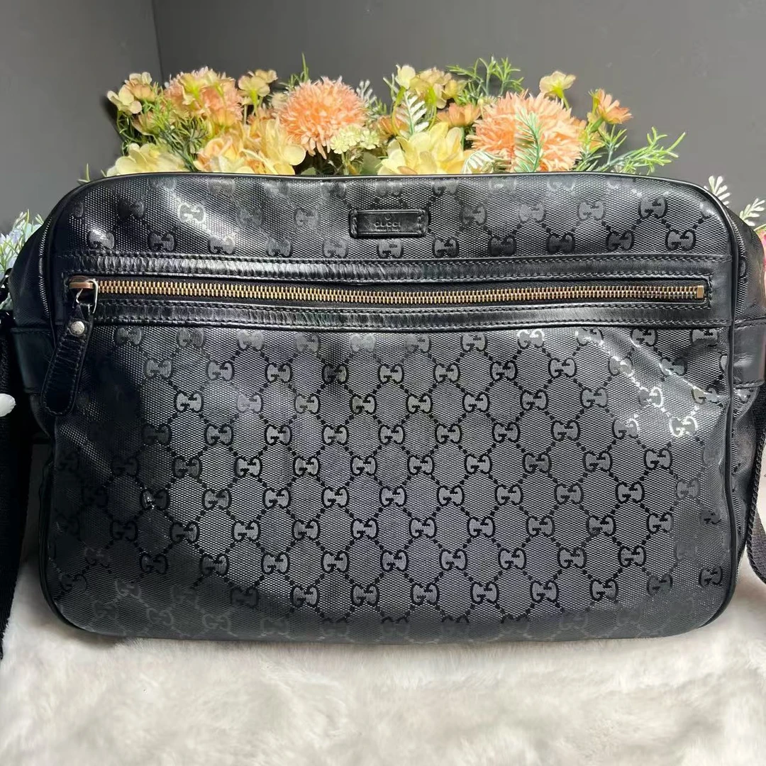 99新 GUCCI/古驰 水晶皮印花单肩包斜挎包80178