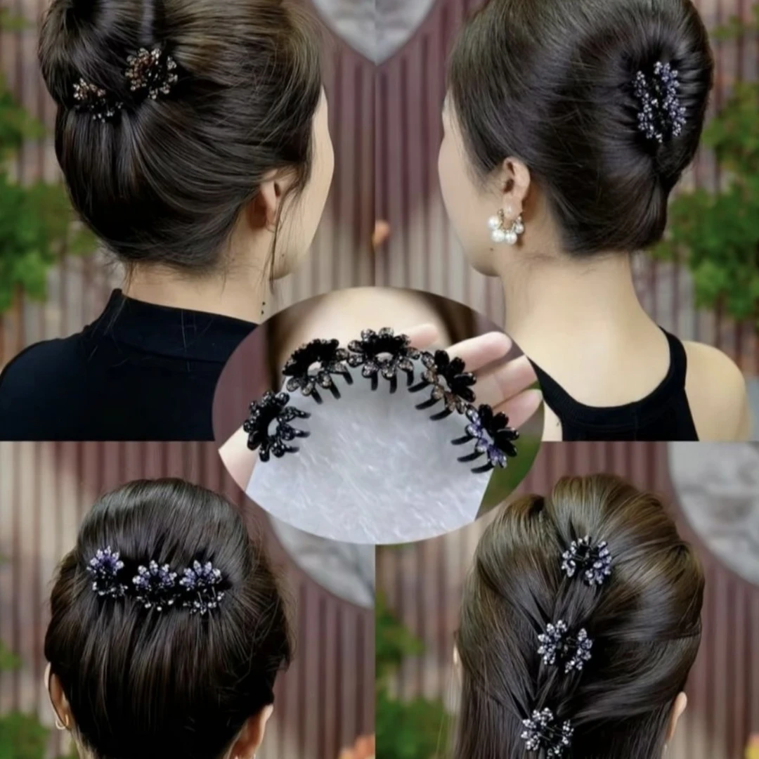 闪闪花朵小抓夹精致韩版复古迷你 3cm水钻盘发头饰发夹