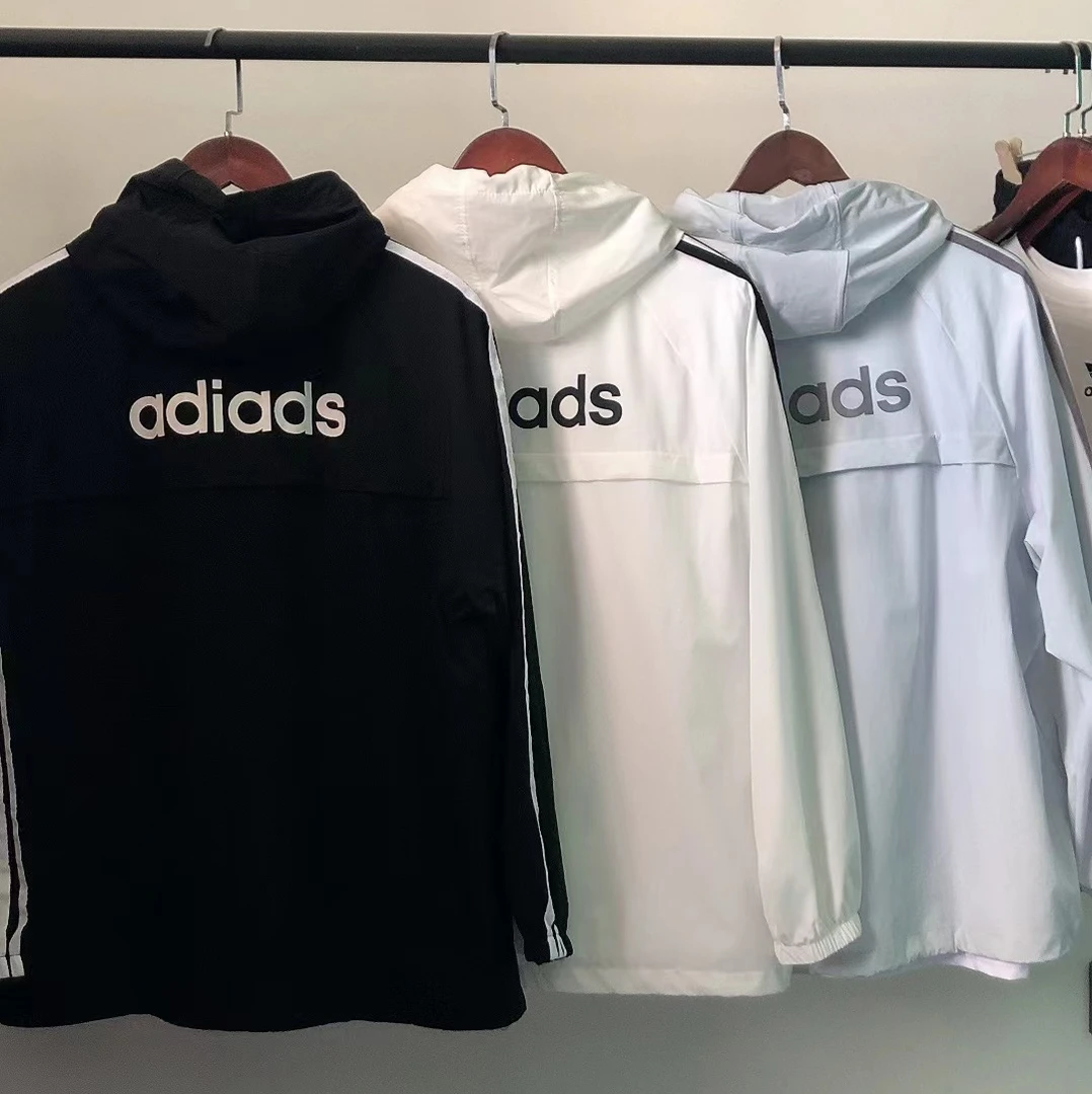 爆款潮流刺绣三道杠防晒衣韩系后背字母长袖外套男女同款百搭上衣