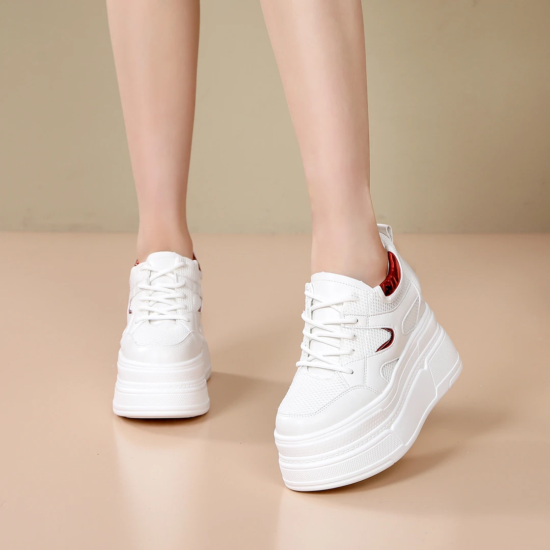 12公分内增高网面透气小白鞋女春夏季新款小个子休闲厚底松糕鞋子