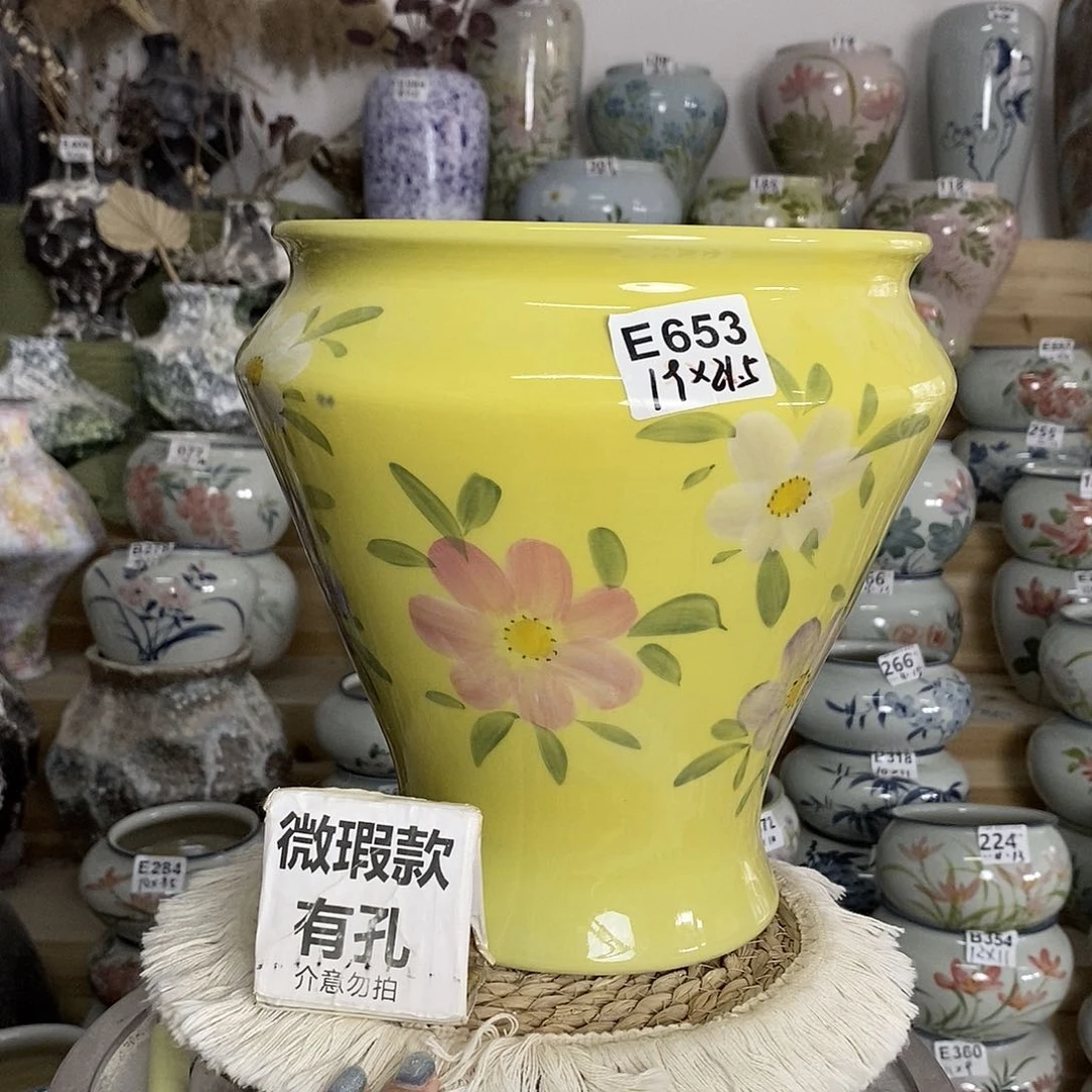 景德镇瓷韵陶瓷花盆E653 微瑕