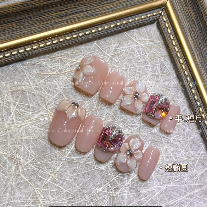 花弄影  设计款施华洛世全华华子水晶雕花穿戴美甲