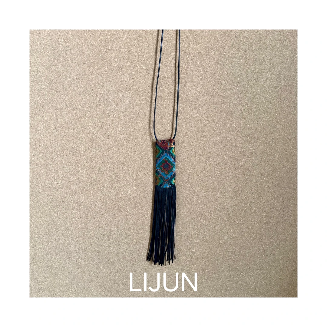 非金属布艺项链 篱君【敦煌/凤求凰/金辉/金竹】挂绳双面带流苏项链