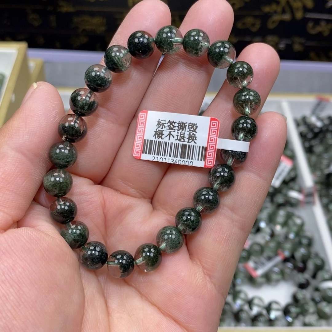 水晶绿幽灵手串未镶嵌超**萌