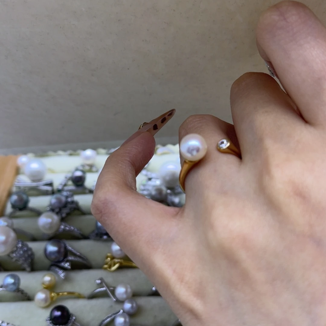 戒指海水珍珠银S925镶嵌