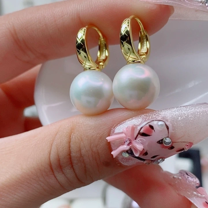 银S925镶嵌淡水珍珠耳饰