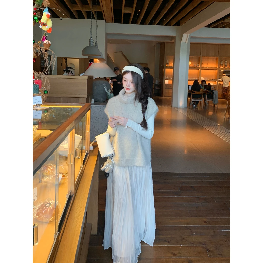 切糕自制【温柔注解】小个子女秋冬高腰温柔飘逸显瘦半身裙