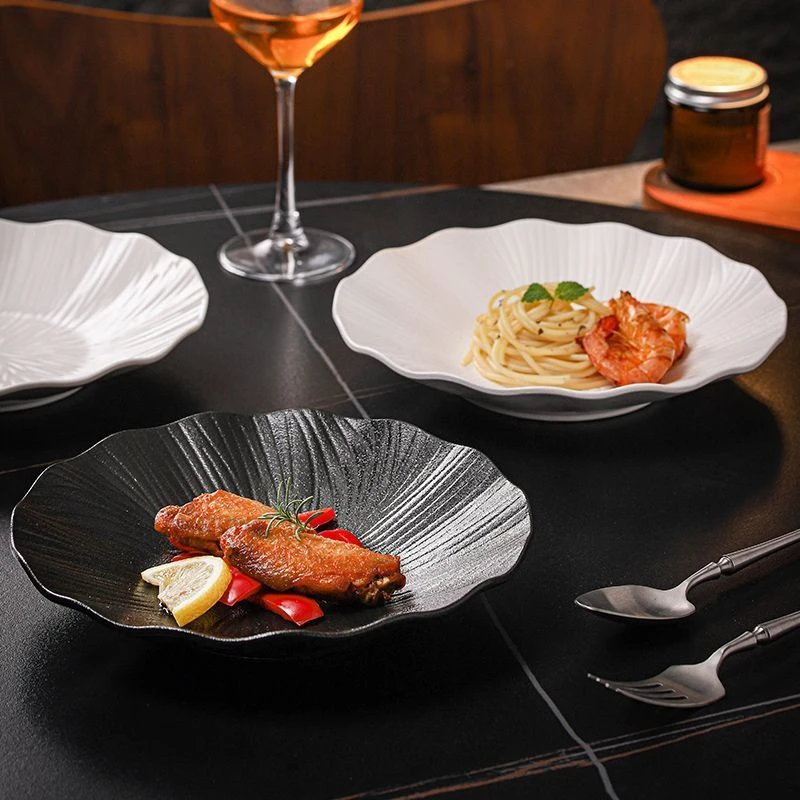 日式轻奢陶瓷西餐盘意面盘沙拉盘高颜值酒店精致摆盘家用菜盘子