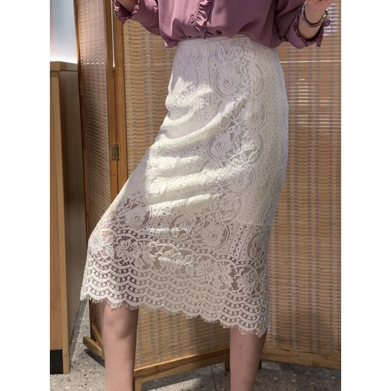 2025春夏新款时尚百搭高腰显瘦蕾丝镂空半身裙 HH017