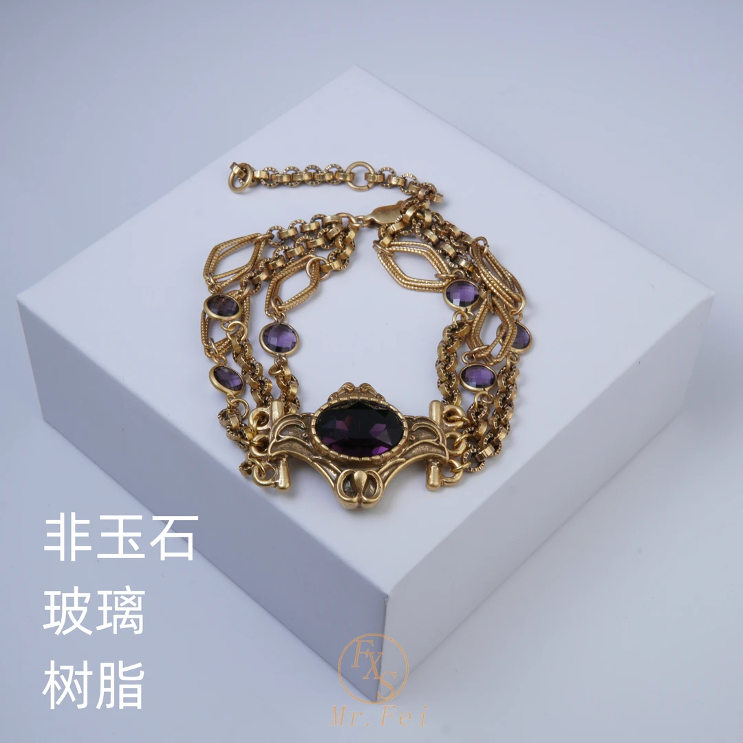 铜合金合成锆石手链 手链~9271