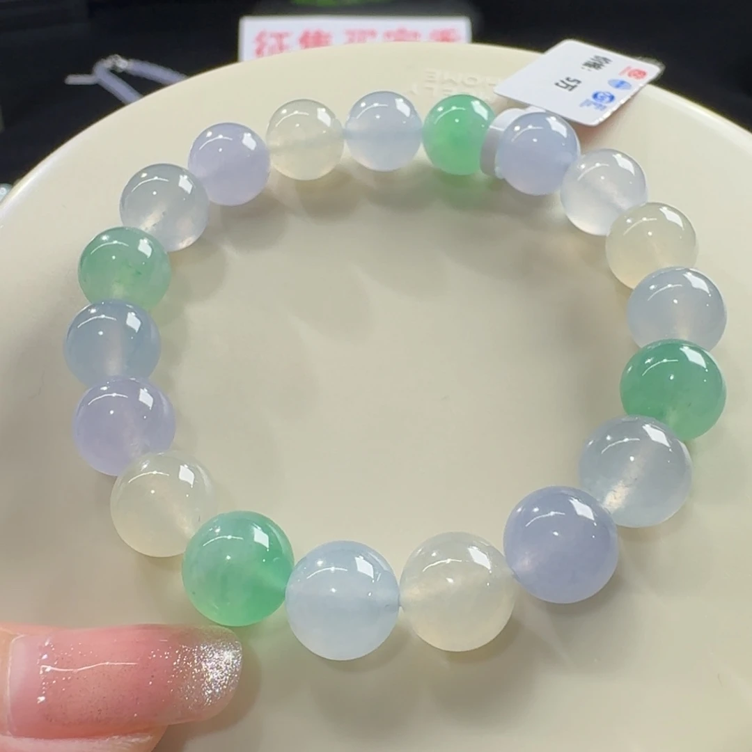 未镶嵌手链翡翠高冰马卡龙手串卡10 炸光！高货大漏！