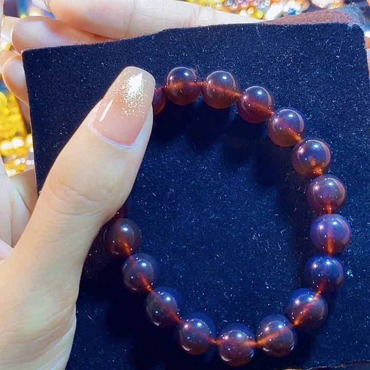 琥珀未镶嵌珠宝奇石紫罗兰手串10