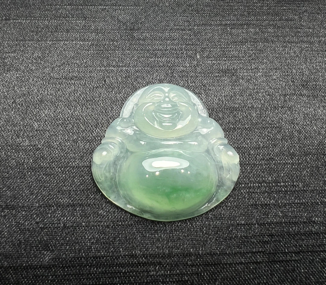 纯天然缅甸a货翡翠佛公飘花精美雕刻气质