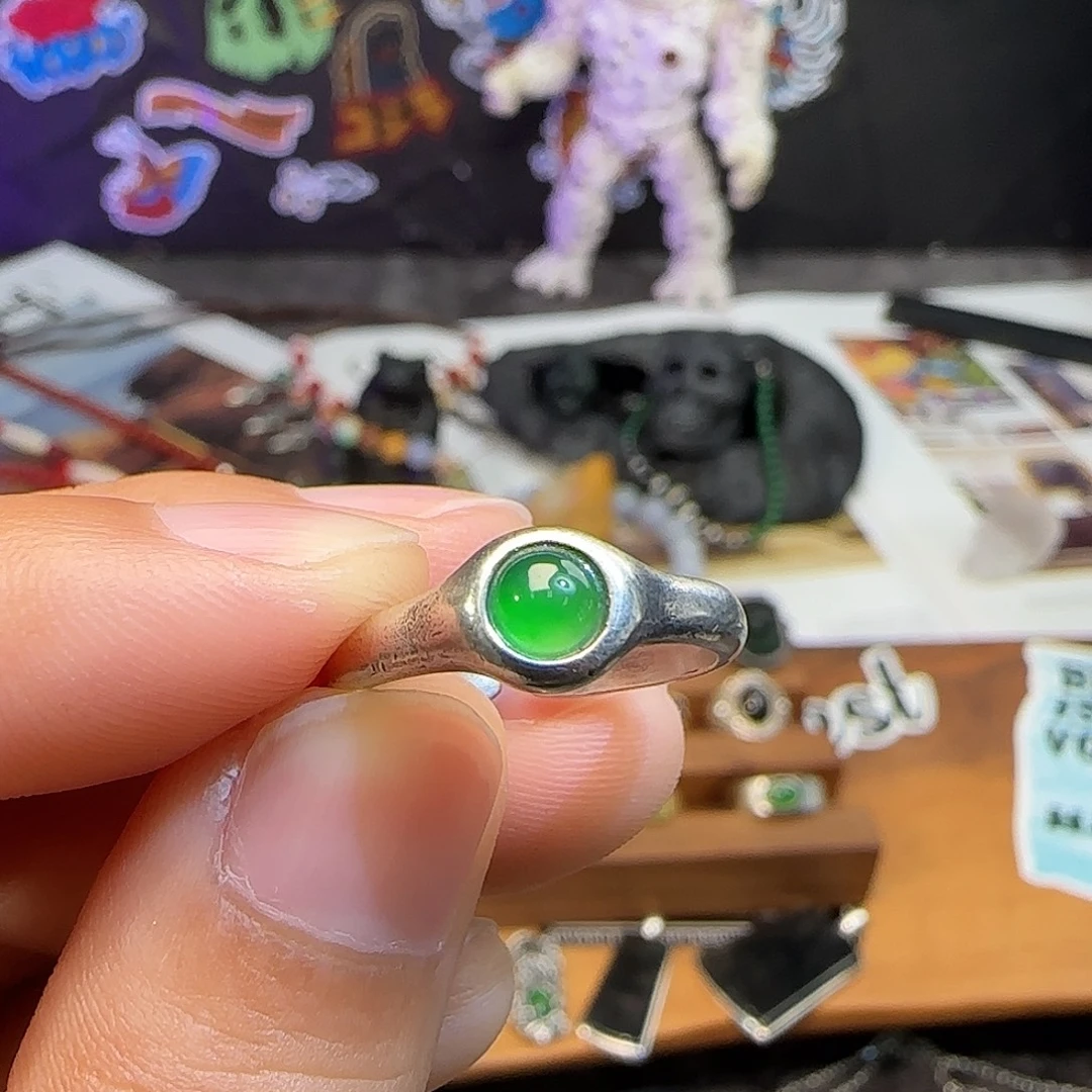 ****翡翠银S925镶嵌戒指