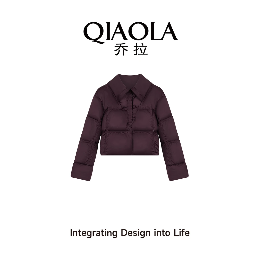 QIAOLA/乔拉【郁雪旧言】秋冬季鸭绒翻领保暖休闲羽绒服外套预售