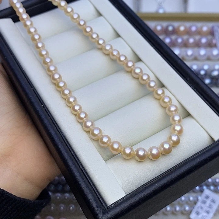 未镶嵌项链淡水珍珠奶油金5.5-6