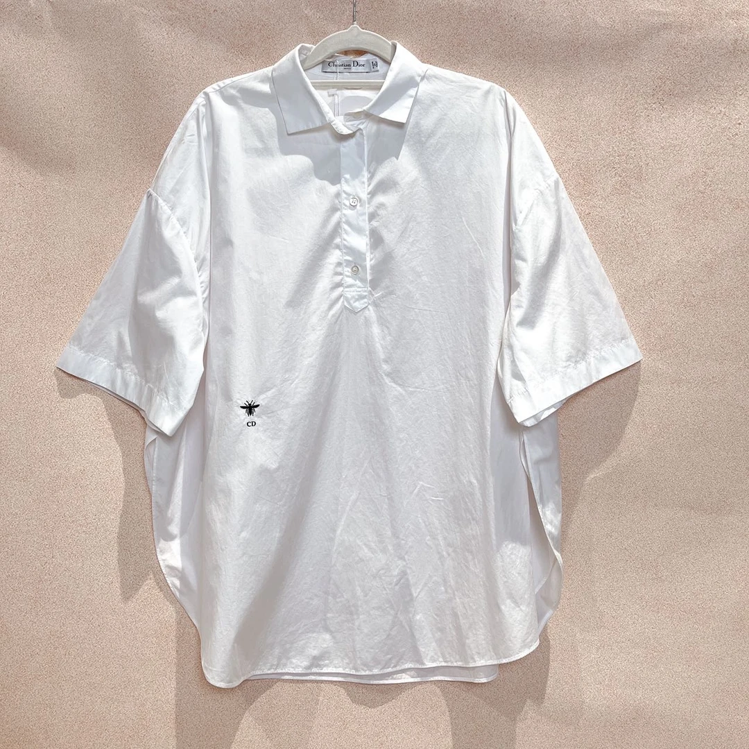 99新 DIOR/迪奥 蔚蓝/小蜜蜂刺绣短袖衬衫 36码
