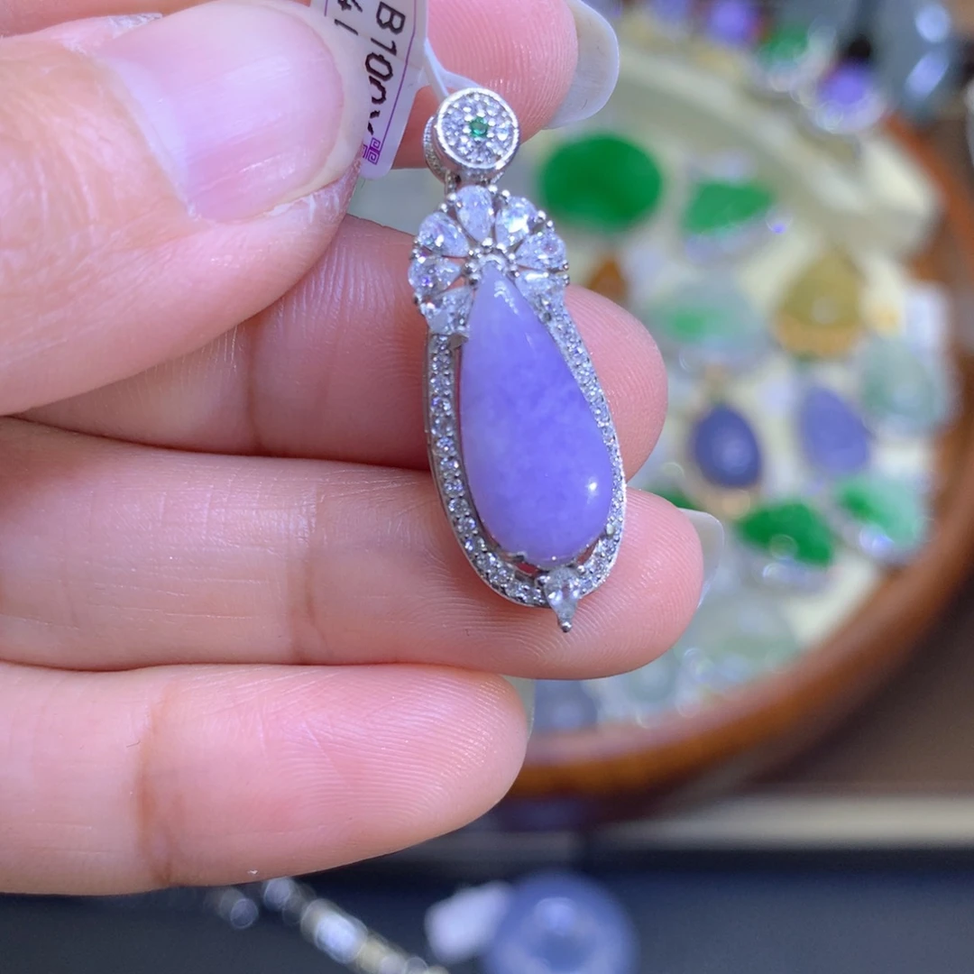 翡翠戒指银S925镶嵌翡翠