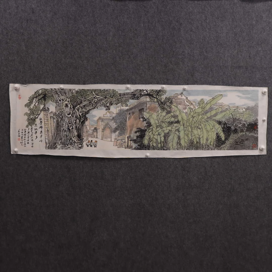 曹永强国画写意淡雅山水4尺对开140X34cm已托底 其二