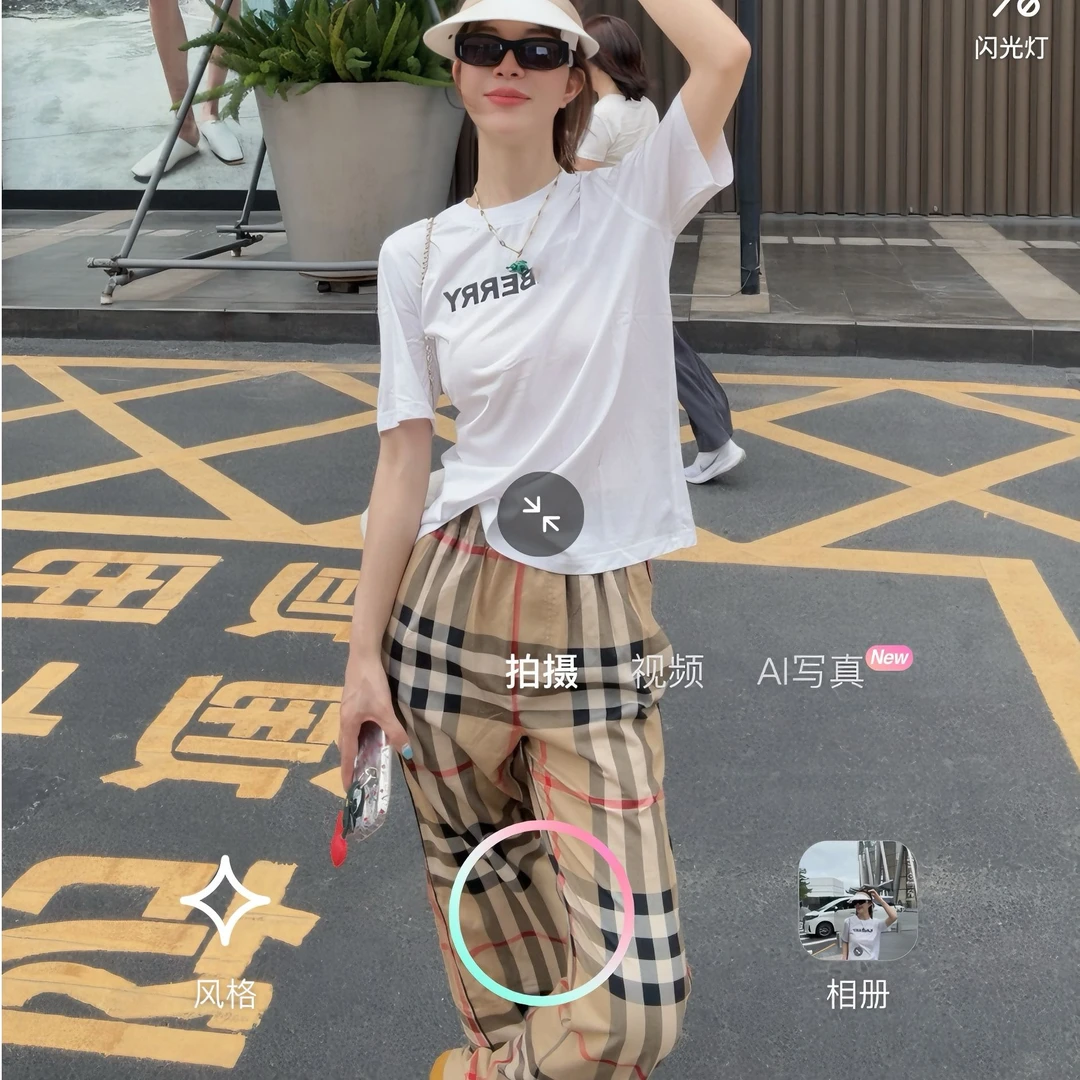 {大格子长裤}~女时尚休闲裤夏季轻薄透气