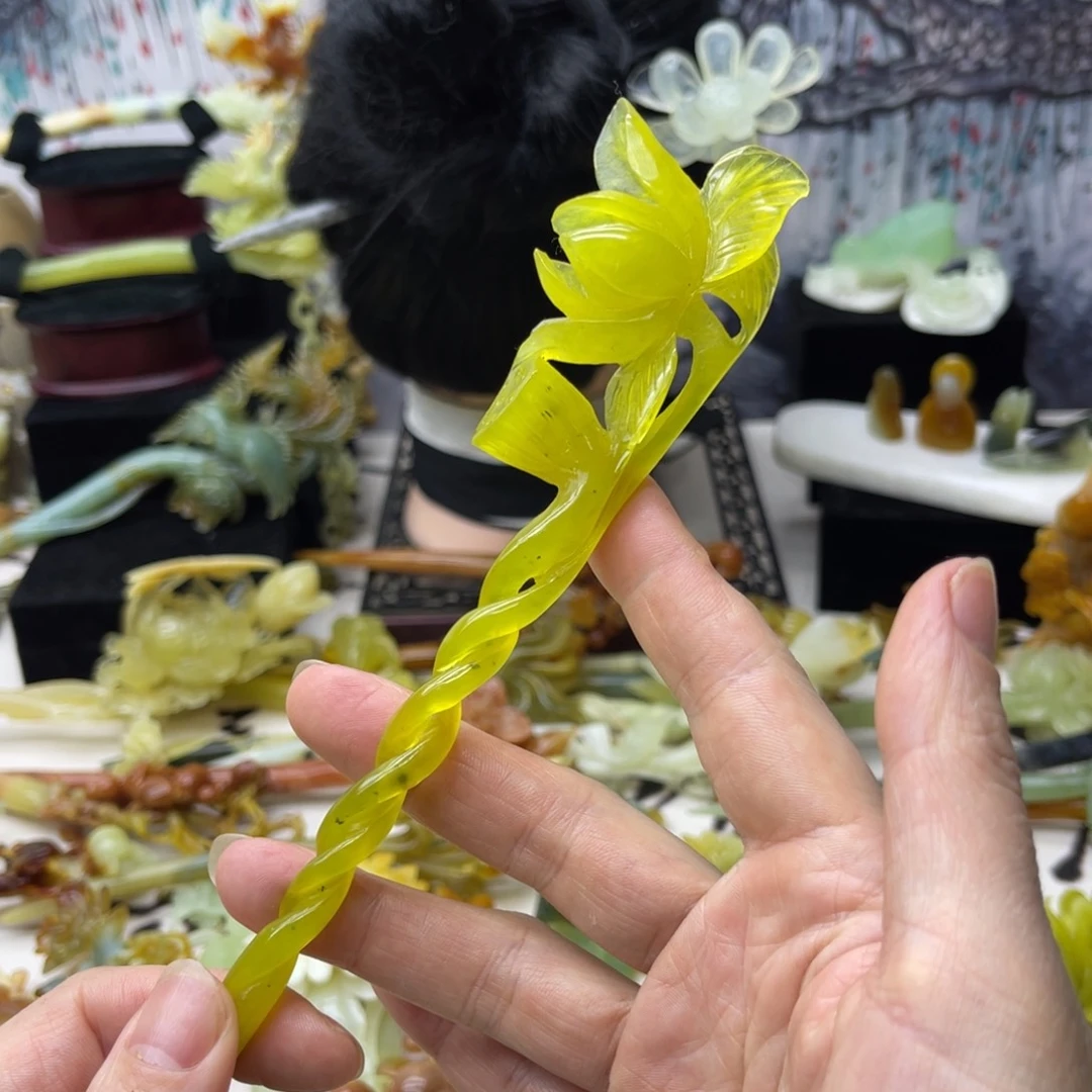 【闪购商品】蛇纹石玉发饰合金