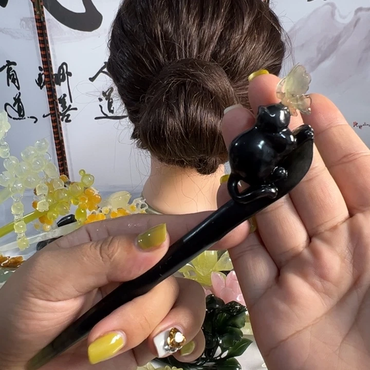 定制蛇纹石玉毛货发饰