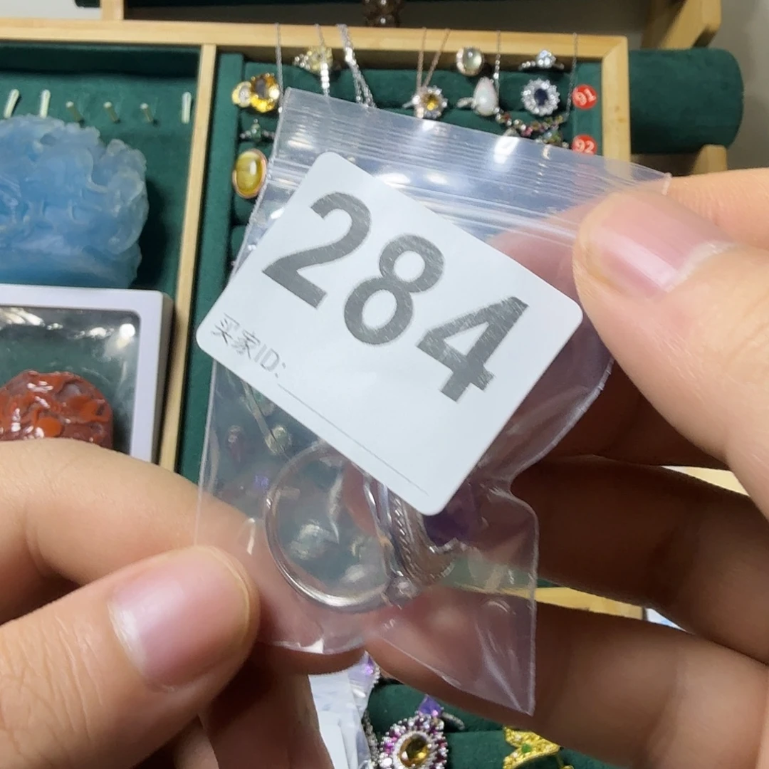 ****角银S925镶嵌戒指紫晶