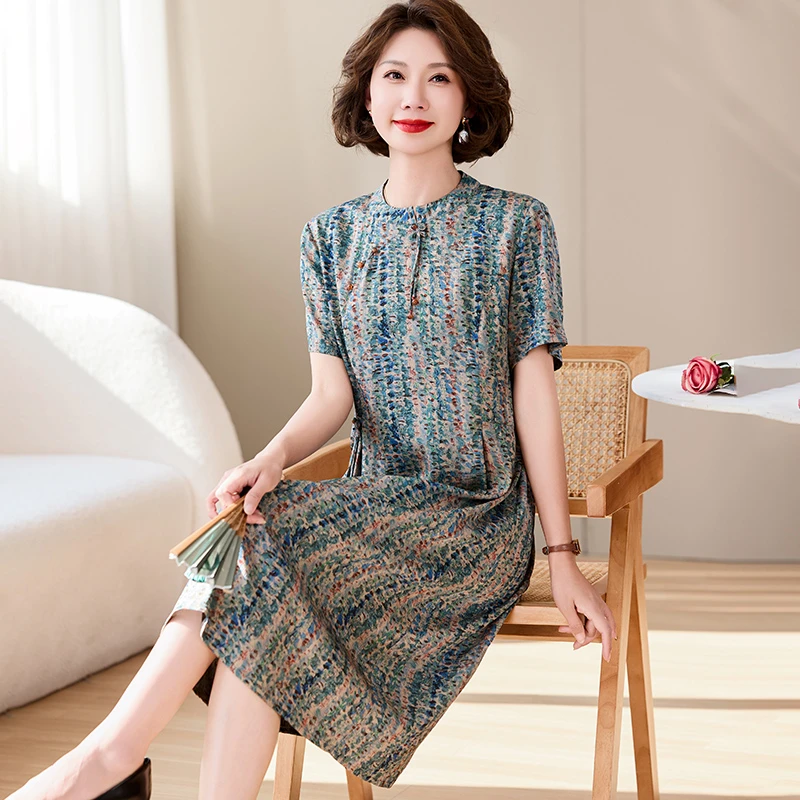 卡若维娅宽松型H版型薄款中老年女装夏季连衣裙宽松