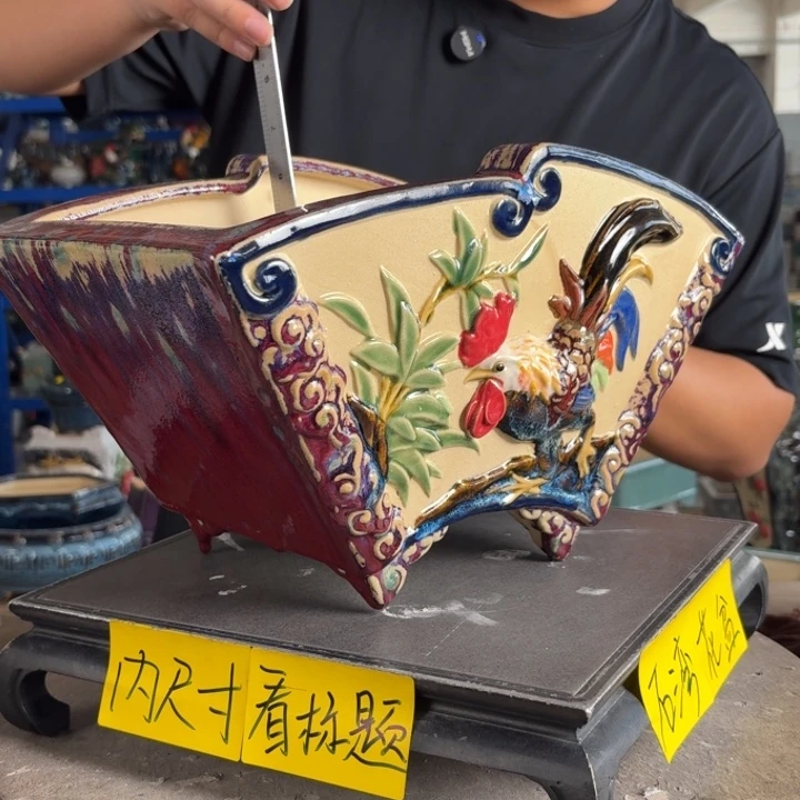 。一风堂石湾花盆 印口裂 内30*17*17