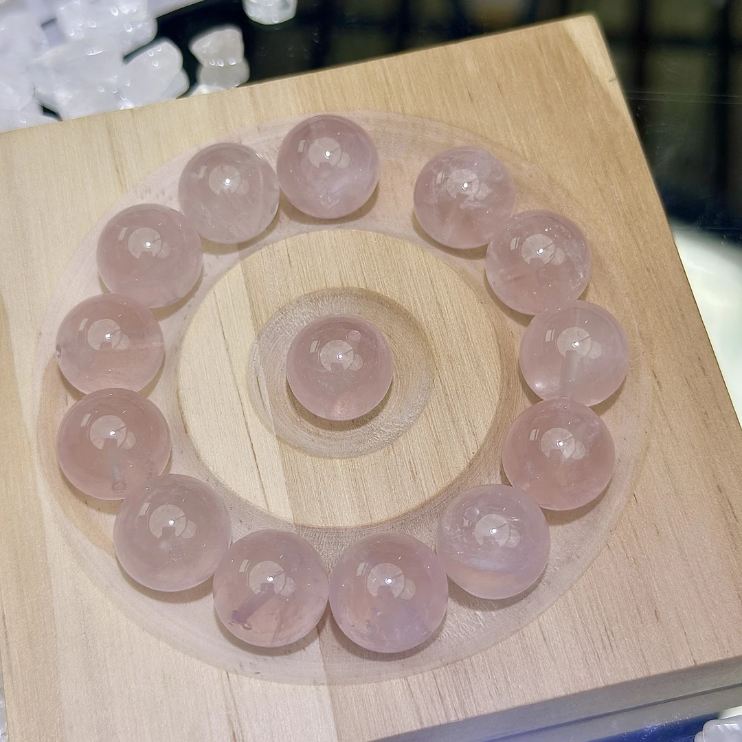 Z、7A-A天然冰透星光马粉水晶14mm【颗装】DIY多样性发一