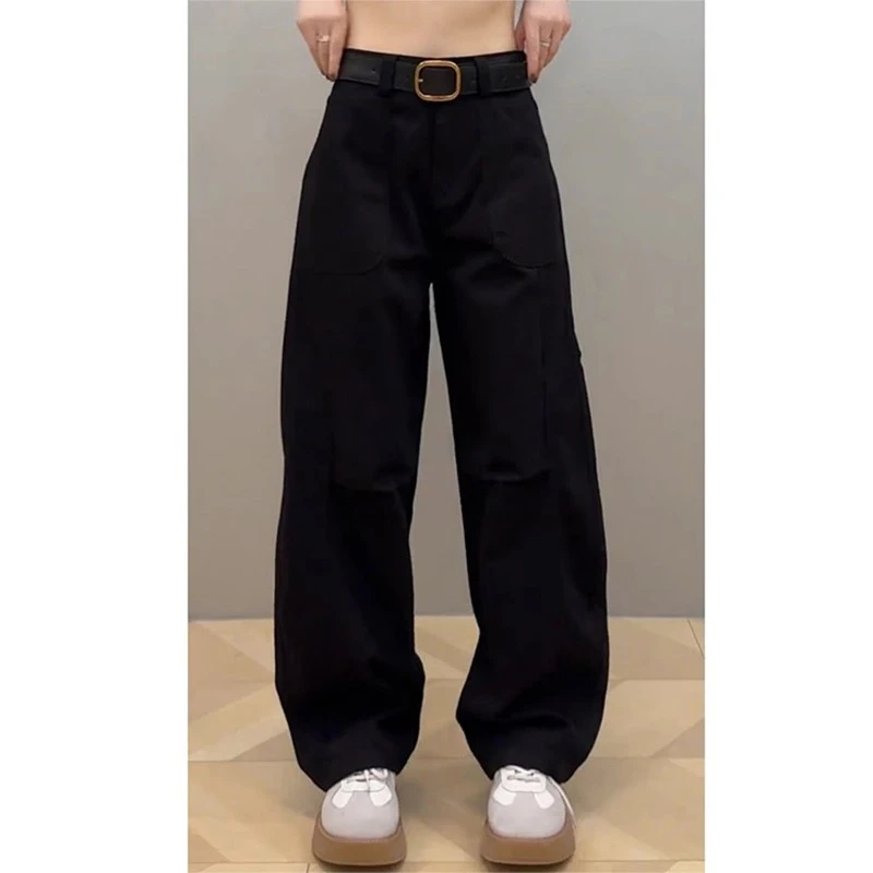 刀香蕉牛仔裤女2025秋季新款大尺码高腰显瘦宽松小众工装阔腿长裤