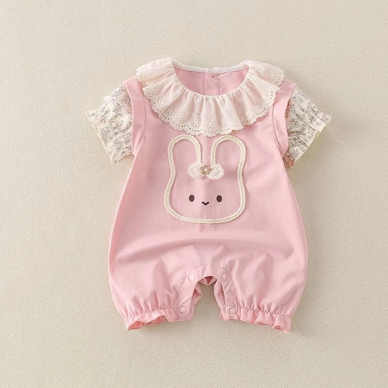 婴儿连体衣夏季新生儿薄款超萌宝宝洋气爬服公主短袖哈衣夏装衣服