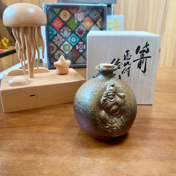 备前烧藤原陶臣惠比寿浮雕山土德利 双十一 双11 钛陶 纯手工