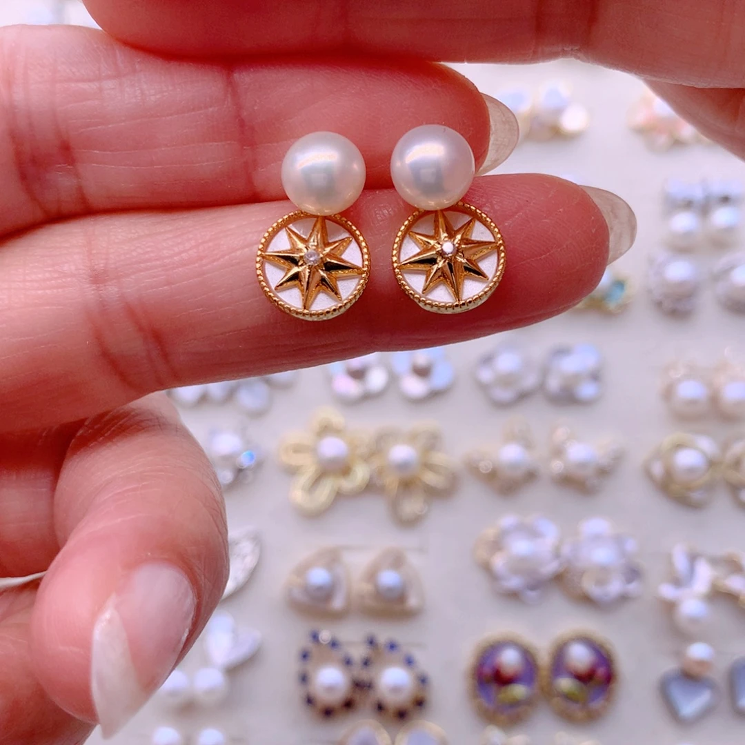 淡水珍珠合金耳饰