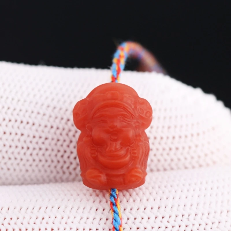 天然南红配饰财神背云配饰手串配珠上下通孔柿子红满肉财主