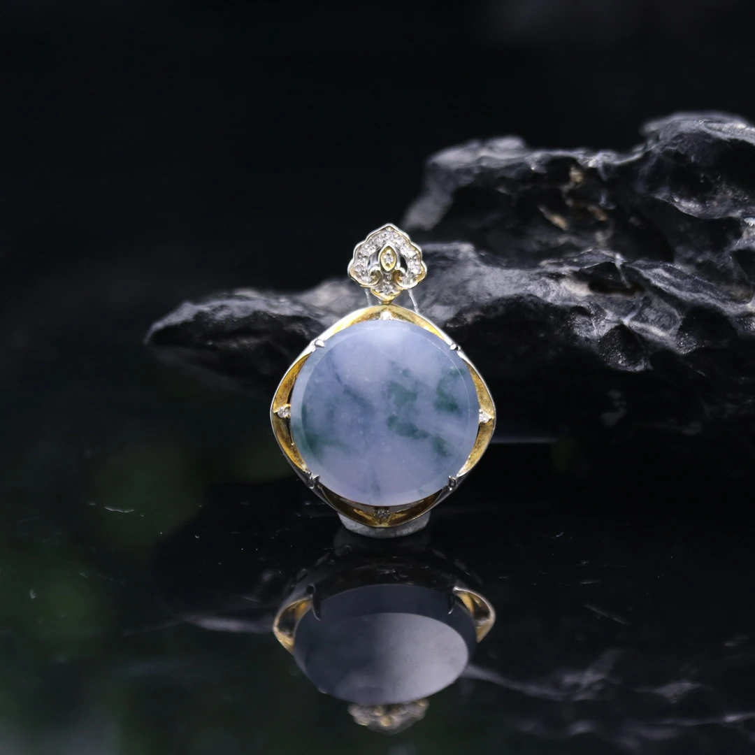 FC51天然缅甸翡翠A货18k圆牌/000781/保利厦门拍卖