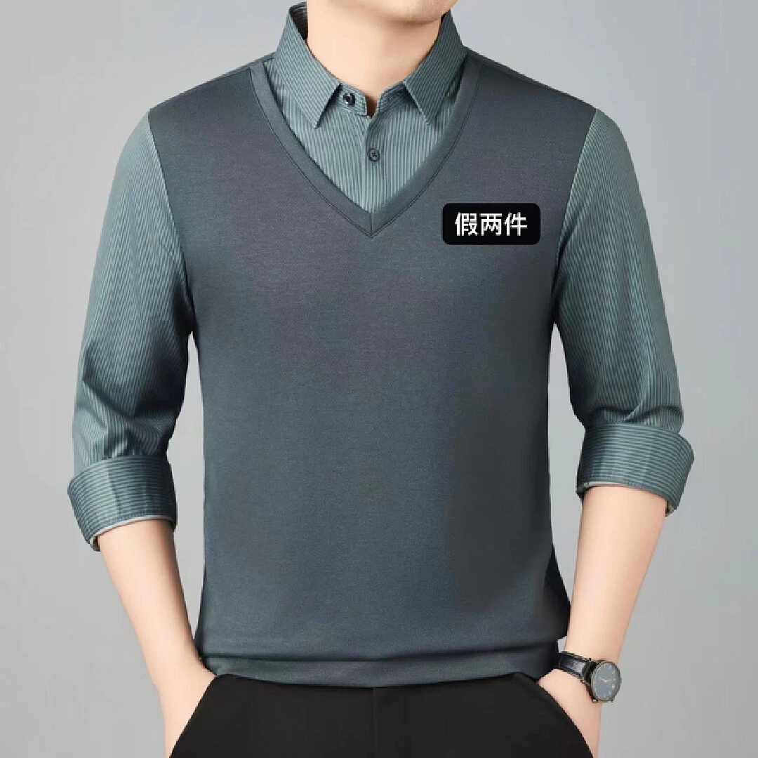 8902薄款弹力商务休闲假两件