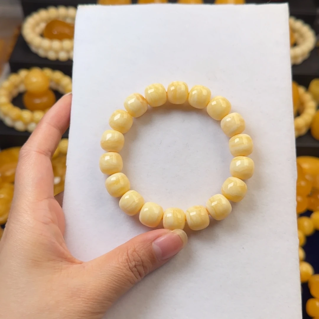 蜜蜡未镶嵌颈饰粉橘白花虎皮纹同料12