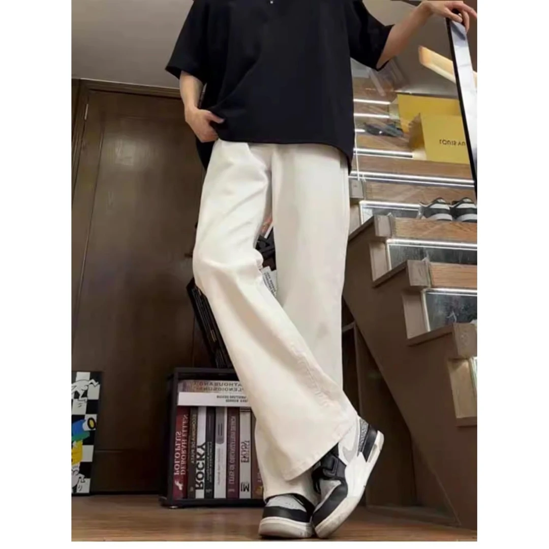 原版质量 半松紧白色加绒牛仔