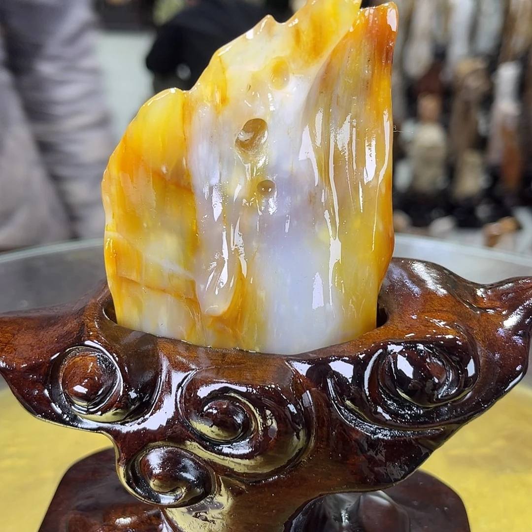 缅甸天然树化玉摆件
