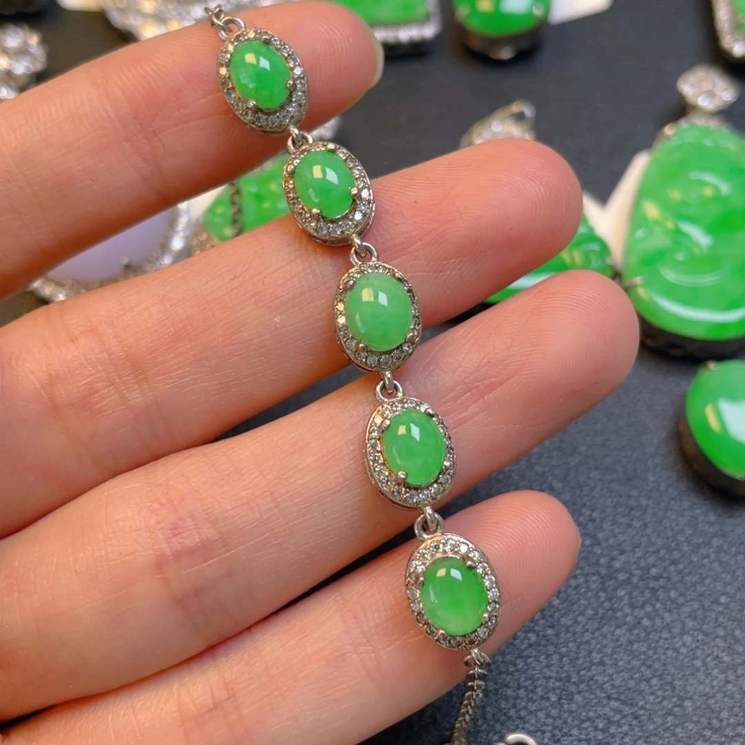 翡翠银S925镶嵌吊坠(不含链)手链