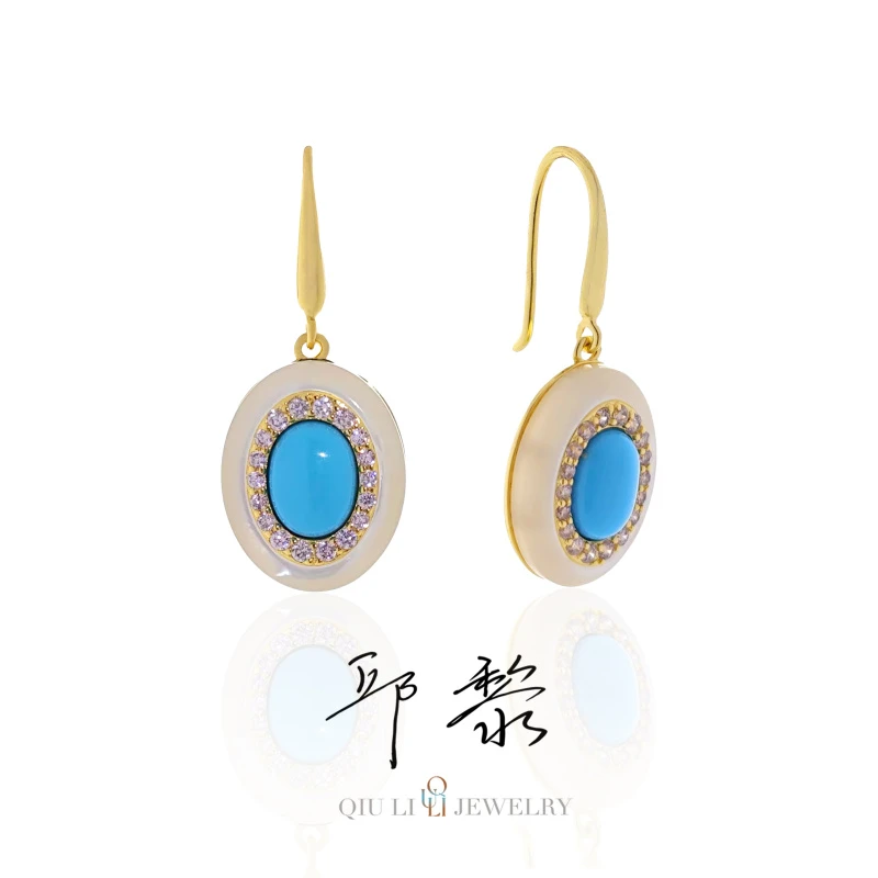 邱黎 ·【美松绿松石】圆舞曲荷包蛋耳饰 1h5418